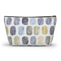 Watercolor Leaf Stamp Accessory Pouch w T-bottom in Navy
